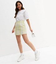 New Look Green Check Boucle Mini Skirt